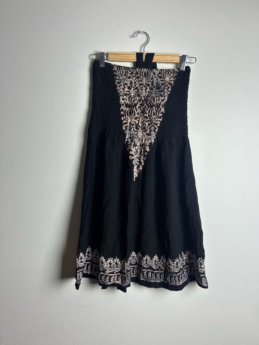 Boho Embroidered Strapless Mini Dress